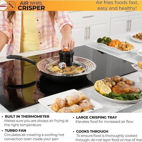 Sharper Image Air Whirl Crisper Stove Top Air Fryer Glass Stainless Steel - Picture 7 of 10